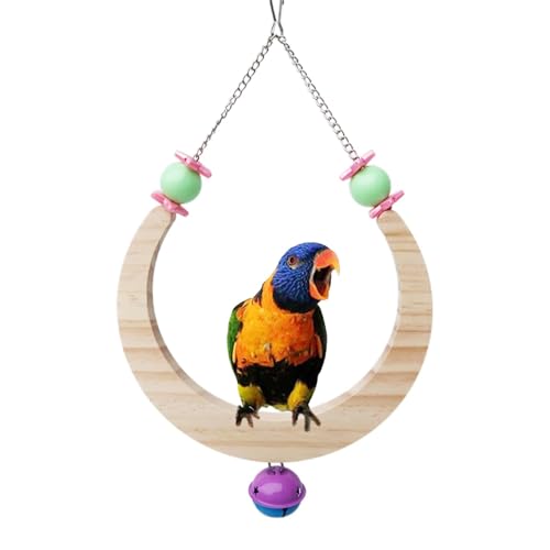 FmtwPhn Vogelsitz-Schaukel – Vogel-Kauspielzeug – Holzschaukel Kauspielzeug mit Glocke, Kauen Stehsitzstange Schaukel, Papageienschaukel Stehspielzeug, Vogelkäfigschaukel, Papageienspielzeug, von FmtwPhn