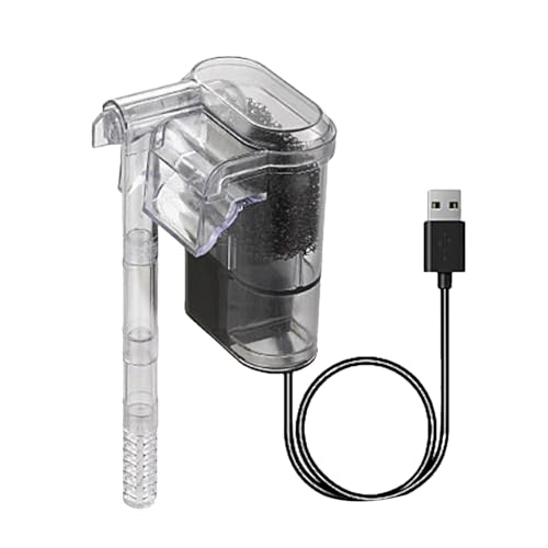 Aquarium-Filterpumpe, externer Tankfilter, leiser Aquariumfilter, hängender Aquariumfilter, USB-Fischschildkröten-Tankfilter, Aquarium-Zubehör für sauberes Wasser von Fmzrbnih