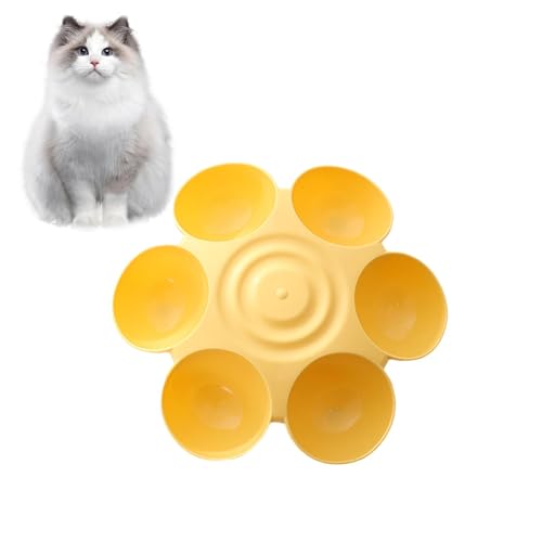 Blumenförmige Haustierschale - 6 -Mahl -Haustierschale, Blumenkatze Schüssel | Blütenblätter Design Kätzchen Food Dish Fördert Eine Bessere Verdauung, Dekorative Haustierschalen Für Mehrere Katzen (13 von Fmzrbnih