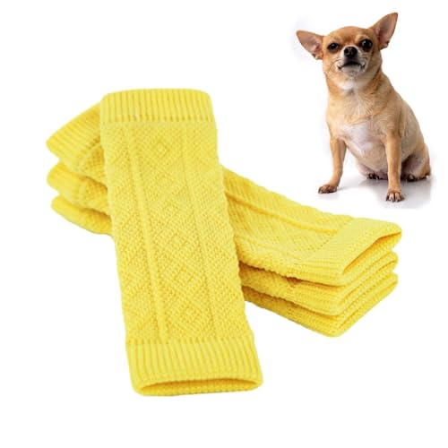 Ellenbogenschutz für Hunde, 4 Stück, Beinwärmer, Wiederverwendbare Ellenbogenstütze, tragbare Stricksocken, Hundebeine, Mehrzweck-Wickelschutz, Haustier-Ellenbogen-Schutzhülle für Hundebeine, (Gelb, von Fmzrbnih