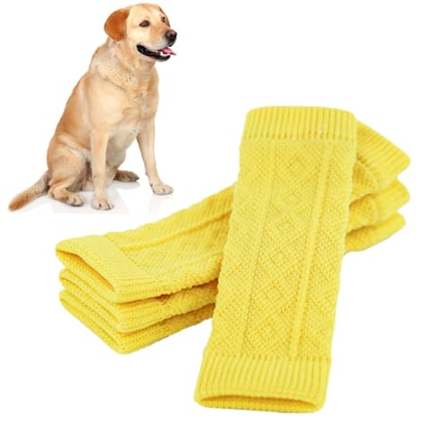 Ellenbogenschutz für Hunde, 4 Stück, Beinwärmer, Wiederverwendbare Ellenbogenstütze, tragbare Stricksocken, Hundebeine, Mehrzweck-Wickelschutz, Haustier-Ellenbogen-Schutzhülle für Hundebeine, (Gelb, von Fmzrbnih