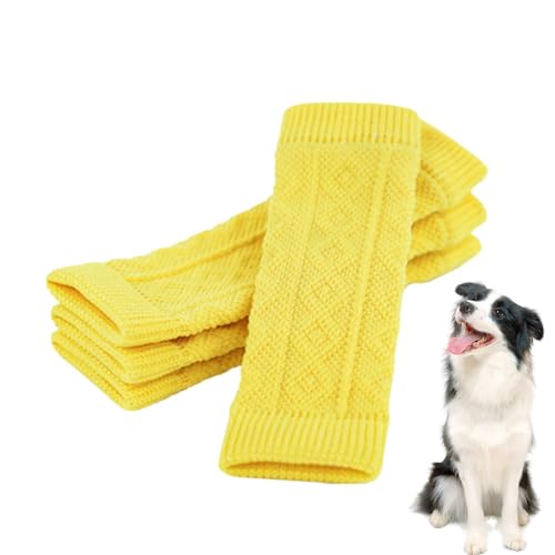 Ellenbogenschutz für Hunde, 4 Stück, Beinwärmer, Wiederverwendbare Ellenbogenstütze, tragbare Stricksocken, Hundebeine, Mehrzweck-Wickelschutz, Haustier-Ellenbogen-Schutzhülle für Hundebeine, (Gelb, von Fmzrbnih