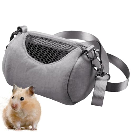 Hamster -Rucksackträger - Tragbarer Haustasche Für Haustier, Echsenvogel Kaninchenträger Käfig | Kleines Tier Warmes Plüsch -Reisetasche Mit Netzfenster, Welpenträgertasche Für Hamster, 4.33x2,95x2.95 von Fmzrbnih