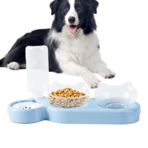 Hundefutternäpfe, Doppelnapf,15° geneigte Kätzchennäpfe mit automatischer Wasserspenderflasche - 500 ml Wasserflasche, Futternapf für Katzen und Hunde von Fmzrbnih