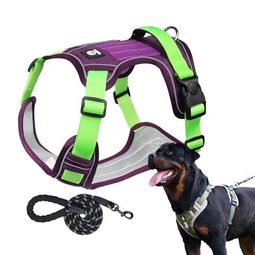 Hundegeschirr – Bequemes reflektierendes Hundegeschirr, verstellbares Hundegeschirr, Flexibles Hundegeschirr, Hundegeschirr, Halsband-Set für Spaziergänge, Joggen, Wandern von Fmzrbnih