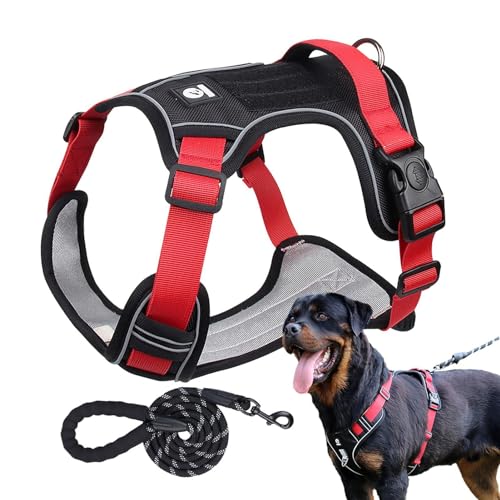 Hundegeschirr für große Hunde, weich, kein Ziehen, verstellbares Hundegeschirr, flexibles Hundegeschirr, Hundegeschirr, Halsband-Set für Spaziergänge, Joggen, Wandern von Fmzrbnih