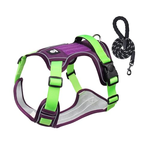 Hundegeschirr mit Griff | Bequemes Reflektierendes Hundegeschirr Verstellbares Hundegeschirr | Flexibles Hunde Zuggeschirr Hundegeschirr Halsband Set für Spaziergang Joggen Wandern von Fmzrbnih