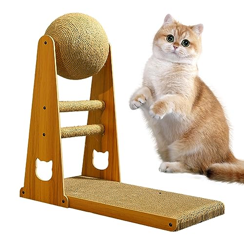 Katzenkratzer – L-förmiges Katzenkratzpad, Stilvolles Vertikales Katzenkratzpad | Kratzfester Katzenkratzbaum Mit Katzenkratzball, Katzenkratzbrett Für Hauskatzen, 16,4 X 7,8 X 14,8 Zoll von Fmzrbnih