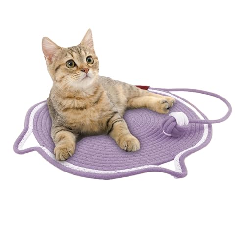 Katzenkratzmatte | Runder horizontaler Katzenboden Kratzmatte Teppich mit Ohren - Trainingsspielzeug, Möbelschutz, Katzenbett für Couch, Teppiche, Sofas, Katzenzubehör von Fmzrbnih