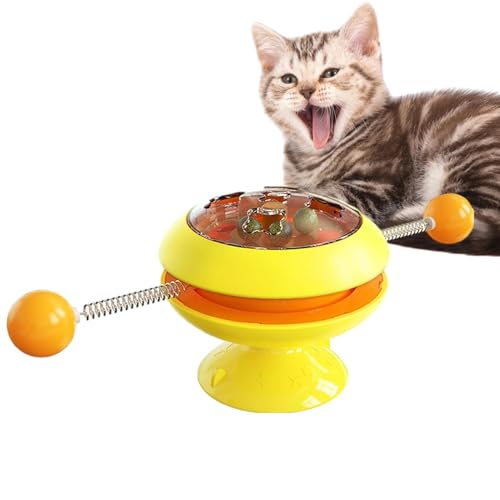 Katzenspinner, interaktives Katzentrainingsspielzeug | Katzenspielzeug-Saugnapf – Spielzeug für Katzen, Katzenzahnbürste, Beißspielzeug für Kätzchen, Ball innen von Fmzrbnih