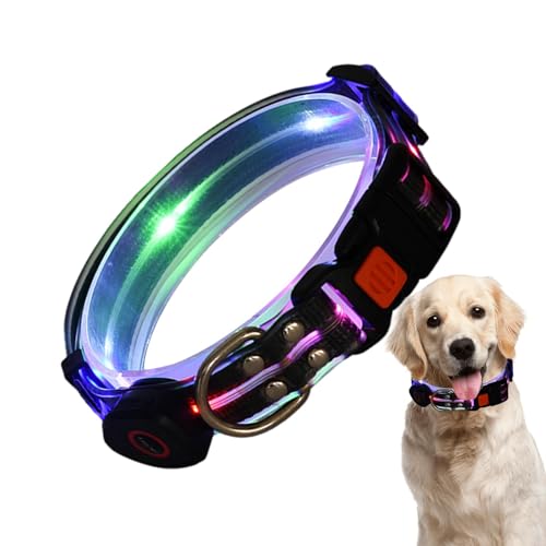 LED-Lichthalsband für Hunde,LED-Leuchthalsband für Hunde | Beleuchtetes, verstellbares, wiederaufladbares LED-Haustierhalsband,Wetterfeste, wiederaufladbare USB-Hundelichter zum Spazierengehen und im von Fmzrbnih