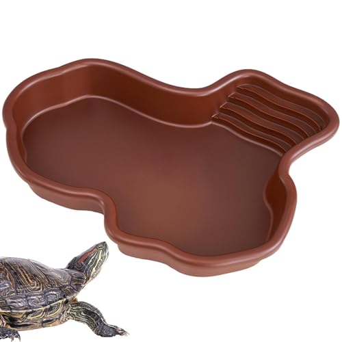 Schildkröten-Futternapf – Kleintier-Futternapf, Tragbares Aquarium-Ornament | Reptilien-Badebecken Mit Rampe Und Sonnenstand Für Schildkröten, Bartagamen, Geckos Für Garten, Balkon, Hof von Fmzrbnih