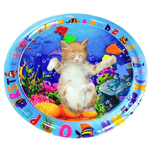 Sensorische Wasserspielmatte Für Katzen – Faltbare Wassersensormatte, Tragbare Katzenspielmatte | Verdickte Sensorische Wasser-Spielmatte Für Katzen, Meer-Ozean-Thema, Haustier-Spiel-Wasser-Sensor-Pad von Fmzrbnih