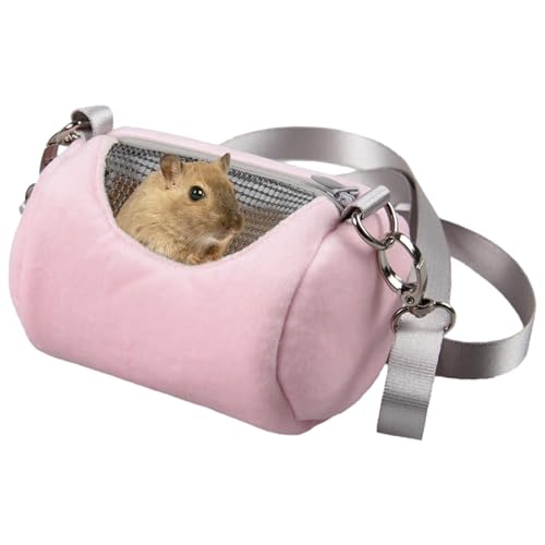 Tragbarer Tasche für Kleinstierträger - Ausgangsfahrzeugkoffer, Reiseanbieter | Kleines Tier Warmer Plüsch -Rucksack mit Netzfenster, Echsenvogel -Kaninchenträgerkäfig für Hamster, 4.33x2,95x2,95in von Fmzrbnih