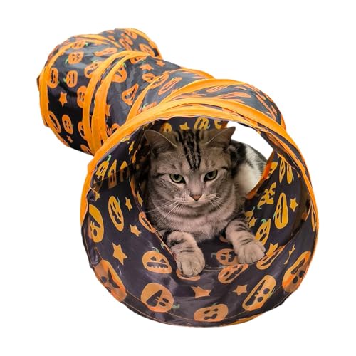 Tunnel für Katzen, Katzentunnelspielzeug | Kürbisdruck Itten Tunnel Katzenspieltunnel - Tragbarer interaktiver Katzenspielzeug-Kleintiertunnel für Heimtierhandlungen von Fmzrbnih