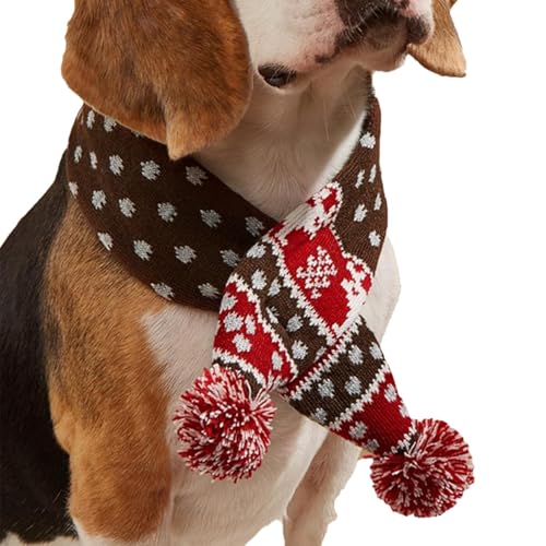 Weihnachts-Strickschal Für Hunde – Weicher, Süßer Katzen-Halswärmer, Weihnachts-Strickschal Für Hunde | Weihnachts-Welpen-Hunde-Winter-Rentier-Schal Mit Bommelball, Passend Zum Weihnachts-Hundepullove von Fmzrbnih