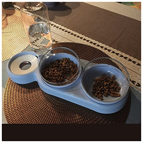 Futternapf Katze Haustier Katzenschüssel Automatische Zuführung Hund Katze Lebensmittelschüssel mit Brunnen Katze Zubehör Trinkwasser Overhead Cat Bowl Geneigter futternapf Katze (Size : Blue) von FnnEmg