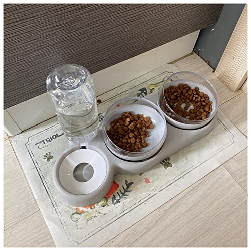 Futternapf Katze Haustier Katzenschüssel Automatische Zuführung Hund Katze Lebensmittelschüssel mit Brunnen Katze Zubehör Trinkwasser Overhead Cat Bowl Geneigter futternapf Katze (Size : Gray) von FnnEmg