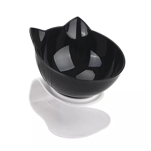 Futternapf Katze Süße Katze Doppelschüssel transparente Hunde Trinker rutschfeste Wasserschalen Pet Bowl mit Ständer Katzen Food Bowl gemütliche Katzenbedarf Geneigter futternapf Katze (Size : Black von FnnEmg