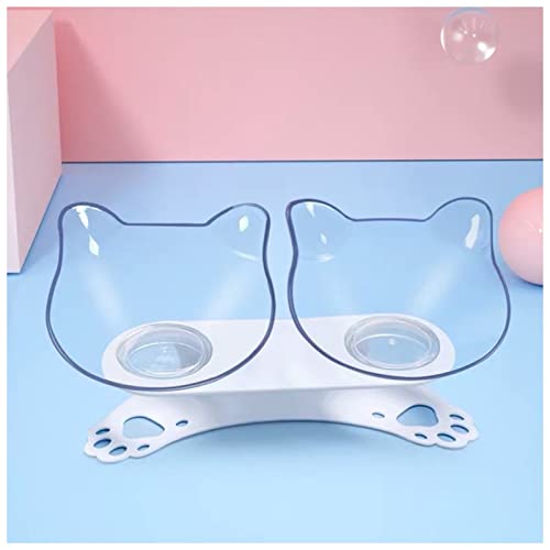 Futternapf Katze rutschfeste Cat Bowls doppelte Haustierschüsseln mit angehobenem Stand Tiernahrung und Wasserschalen for Katzen Hunde Pet Products Cat Bowl Geneigter futternapf Katze (Color : Double von FnnEmg