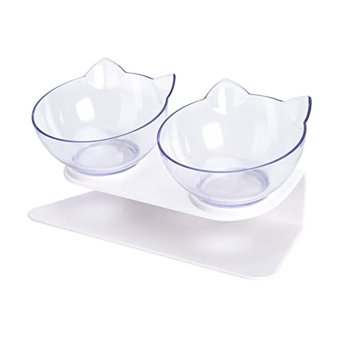 Futternapf Katze rutschfeste Cat Bowls doppelte Haustierschüsseln mit angehobenem Stand Tiernahrung und Wasserschalen for Katzen Hunde Pet Products Cat Bowl Geneigter futternapf Katze (Color : Double von FnnEmg