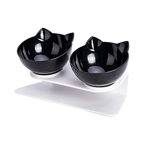 Futternapf Katze rutschfeste Cat Bowls doppelte Haustierschüsseln mit angehobenem Stand Tiernahrung und Wasserschalen for Katzen Hunde Pet Products Cat Bowl Geneigter futternapf Katze (Color : Double von FnnEmg