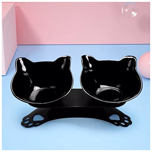 Futternapf Katze rutschfeste Cat Bowls doppelte Haustierschüsseln mit angehobenem Stand Tiernahrung und Wasserschalen for Katzen Hunde Pet Products Cat Bowl Geneigter futternapf Katze (Color : Double von FnnEmg