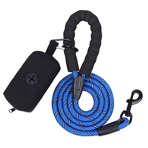 Seil Haustier Durable Hundeleine mit Kacke Tasche Spender Starke Reflektierende Haustier Seil Walking Training Runde Leine Gürtel for Hunde Katzen Pet Seile Haustierleine Mit (Size : Blue) von FnnEmg