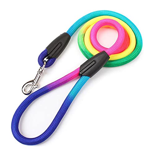 Seil Haustier Hundezubehör Durable Nylon Regenbogen 1,2 mt Haustier Hundeleine Walking Training Leine Katzen Hunde Kabelbaum Kragen Leashes Strap Gürtel Seil Haustierleine Mit (Color : Rainbow Colors von FnnEmg