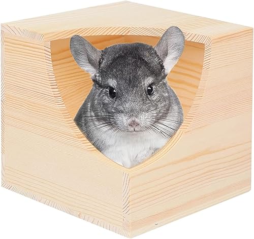 FoOhy Haustier-Chinchilla-Hütte, Versteck aus natürlichem Kiefernholz, Kleintierversteck für Chinchilla, Eichhörnchen, Zuckergleiter von FoOhy