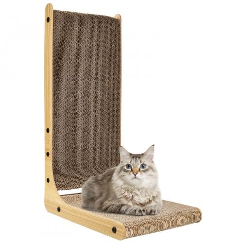 Focenat 60 cm Hohe Kratzbrett Katze L-Form, L-förmige Katzen Kratzbrett, Groß Kratzpappe für Katzen, Katzenkratzbretter, Katzen Kratzmatte Umkehrbar Wellpappe Katzenspielzeug für Wand und Ecke von Focenat