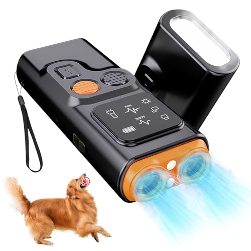 Focenat Hundeabwehr ultraschall,Hunde bellen stoppen,Barkless ultraschallgerät Hunde,Antibell für Hunde,Ultraschall Anti Bell Gerät Hunde,mit HD Display und LED Taschenlampe,für Drinnen und Drauße von Focenat