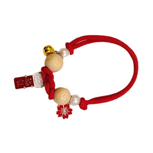 Fockety Anti-Floh-Halsband, Sicheres Haustier-Anti-Floh-Halsband aus Kampferholz, Effiziente und Bequeme Passform für Katzen und Hunde (Rot S) von Fockety