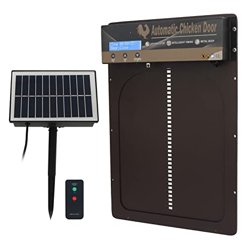 Automatische Hühnerstalltür, Solar-/batteriebetriebene Hühnertür mit Timer, Lichtsensor und Fernbedienung, Multi-Modi-Aluminiumstalltüröffner für Gänse, Enten, Geflügeltüren von Fockety