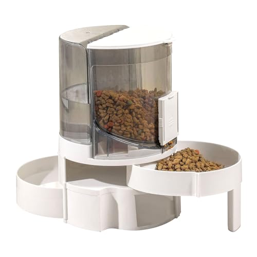 Automatischer Futter- und Wasserspender für Katzen, 2-in-1-Futterspender und Tränke für Haustiere, Futter- und Wasserspender für kleine bis mittelgroße Hunde, Welpen, Katzen (Grey) von Fockety