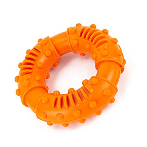 Fockety Hundegummi-Zähneknirsch-Donut, Rutschfestes Kauspielzeug für Hunde, Interaktiv, Bissfest, Schönes Aussehen, Solide, für den Außenbereich (ORANGE) von Fockety