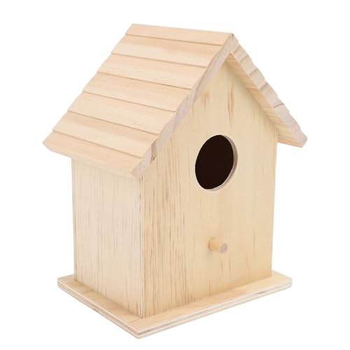 Fockety Holz-Vogelhäuser für Draußen mit Stange, 5,8 X 4,3 X 7,7 Zoll, Bemalbares Holz-Vogelhaus, Vogel-Nistkasten, Wellensittich-Aufzuchtkasten Zum Ausruhen und Entspannen von Haustieren von Fockety