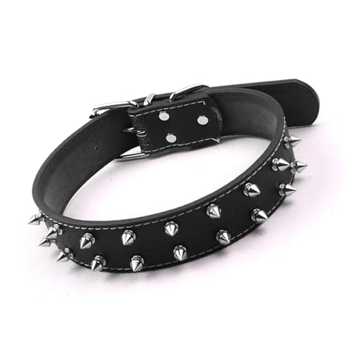 Hundehalsband Im Punk-Stil, Verstellbares PU-Leder, Hautfreundlich, Langlebiges Hundehalsband mit Spikes für Mittelgroße Hunde (Black) von Fockety