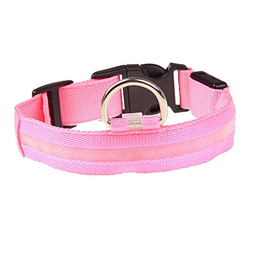 Leuchtendes LED-Hundehalsband, Größe M, Polyester, Leuchtendes LED-Halsband, Superhell, Verstellbare Größe mit D-Ringen für Hunde Im Freien (rosa Licht) von Fockety