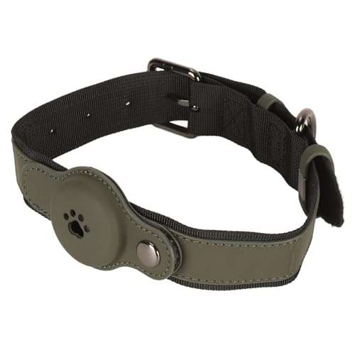 Stilvolles Hundehalsband, Leichtes, Verstellbares Halsband aus PU-Material und Stabilem Metalldesign für Reisen und Training (dunkelgrün) von Fockety