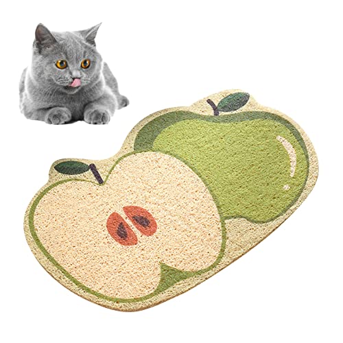 Tierfutter-Auffangmatte, Fruchtförmige Katzenstreumatte, Dekorative, Leicht zu Reinigende, rutschfeste PVC-Katzenstreumatte für Haustiere (40 x 60 cm) von Fockety