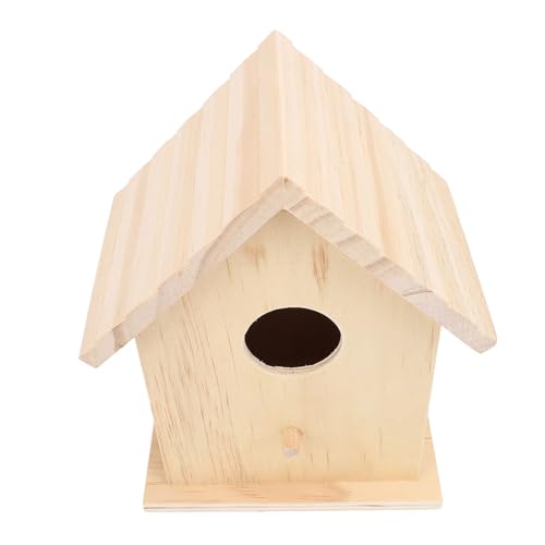 Vogelhaus aus Holz, 5,79 X 4,33 X 7,76 Zoll, Handgefertigtes Vogelhaus aus Unlackiertem Holz, Vogelzucht-Nistkasten Zum Ausruhen und Entspannen von Haustiervögeln, Großes von Fockety