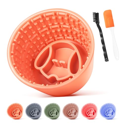 Focxoio Hunde Slow Feeder Lick Bowls Reduziert Fressangst Langsames Fressen Hund Lick Bowl Leckmatte für Hunde Geeignet Für Alle Hundegrößen Leicht Zu Reinigen Orange von Focxoio