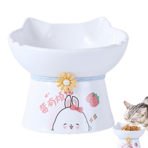 Elevated Pet Feeding Station, Modern Cat Feeding Bowl, Slow Feed Raised Cat Bowl, Adjustable Height Cat Bowl, 14.3x9.4x12.8cm/5.63x3.7x5.04 Inches for Indoor Cats Kittens von Foeirp