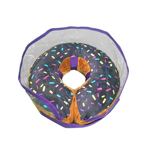 Foeirp Aufblasbarer Donut für Hunde – Donut-Design, weiches Hunde-Schutzhalsband, mit transparenter Schutzhülle, weiches aufblasbares Genesungshalsband, Katzen-Halsband für große Hunde von Foeirp