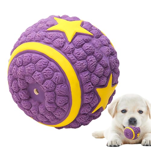 Foeirp Kauresistenter Quietschender Hundeball, unzerstörbarer Gummi-Hundeball, robuster quietschender Hundeball, robustes Quietschspielzeug, 9,5 cm für Indoor-Training, Spielen, Übung von Foeirp