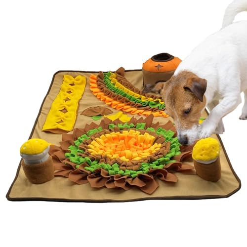 Foeirp Schnüffelmatte für Hunde, Sonnenblumen-Design, langsames Füttern, Puzzle-Spielzeug | Soundmatte fördert natürliche Futtersuche für Katzen, Kaninchen, Hunde, Futternapf, Leckerli-Spender für von Foeirp