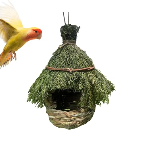 Gewebtes Vogelhaus, hängende Vogelhäuschen für den Garten, natürlicher Vogelnistkasten, Vogelkästen für den Außenbereich, Garten, kleine Vögel, 20 x 20 x 30 cm, für Spatzen und Vögel von Foeirp