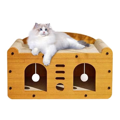 Katzenkratz-Loungebett | Katzenkratzbrett Bett | Katzenkratzbett | Verschleißfester Krallenschleifer mit Doppeltür-Design für Indoor-Katzen zum Ausruhen, Krallen schleifen, Möbelschutz von Foeirp