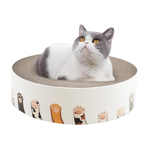 Katzenkratzbrett, Wellpappe Katzenkratzpad, Rundes Katzenkratzbett, 2 in 1 Katzenkratzbett, Katzenkratzpad mit Bett, Festes Katzenkratzpad, Gemütliches Katzenkratzbett von Foeirp